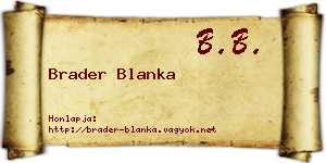 Brader Blanka névjegykártya